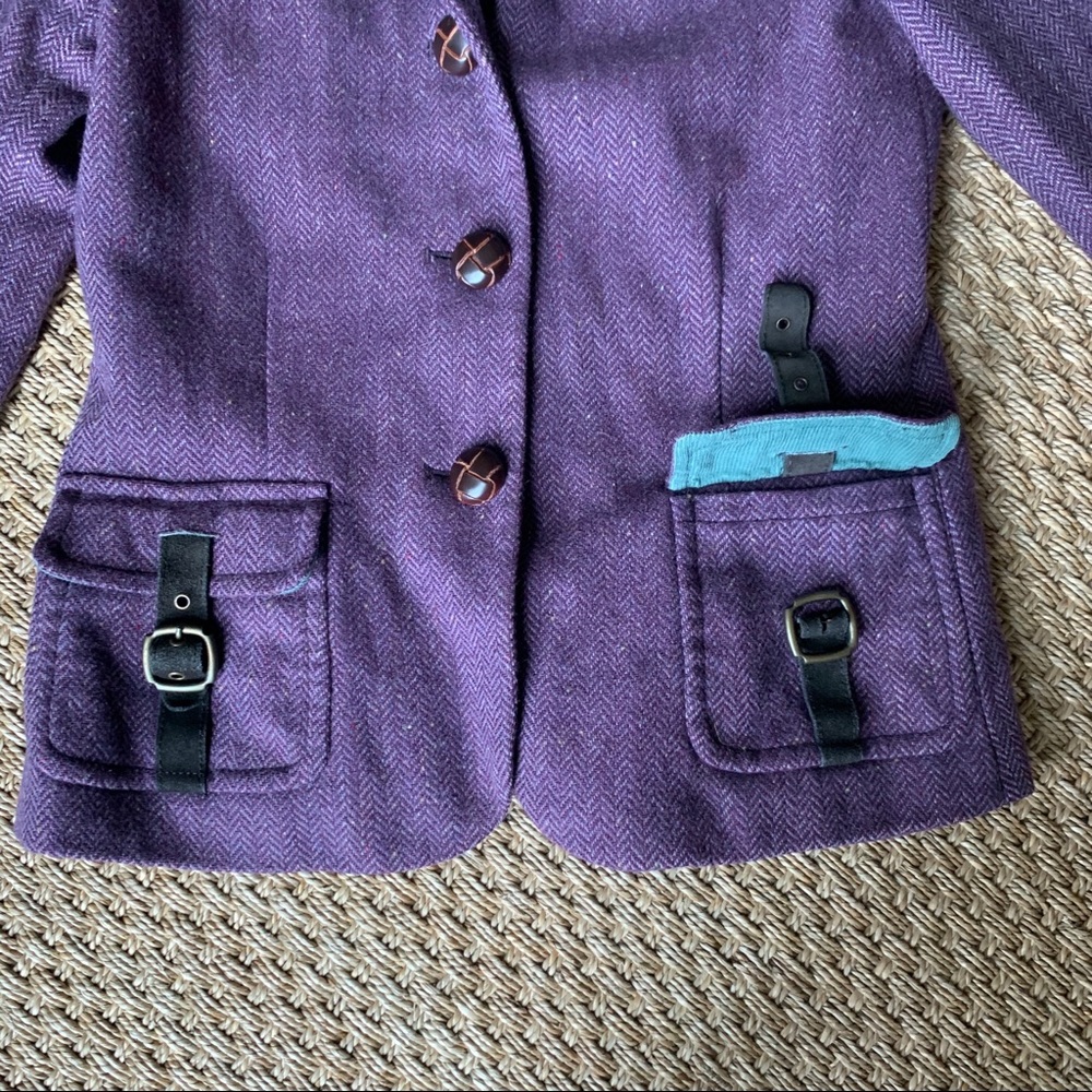 Trovata Purple and Mint Wool Elbow Patch Blazer - Picture 5 of 8